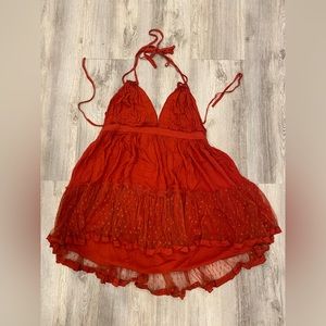 Open Back Layered Halter Dress